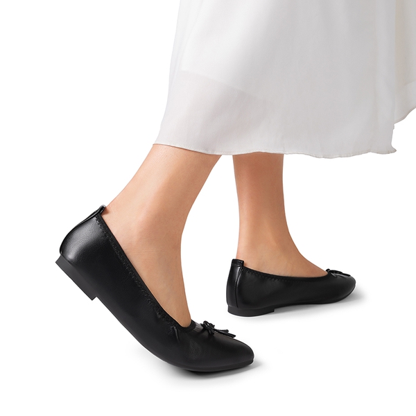 Women's Lightweight Slip-On Ballet Flats - BLACK - 5