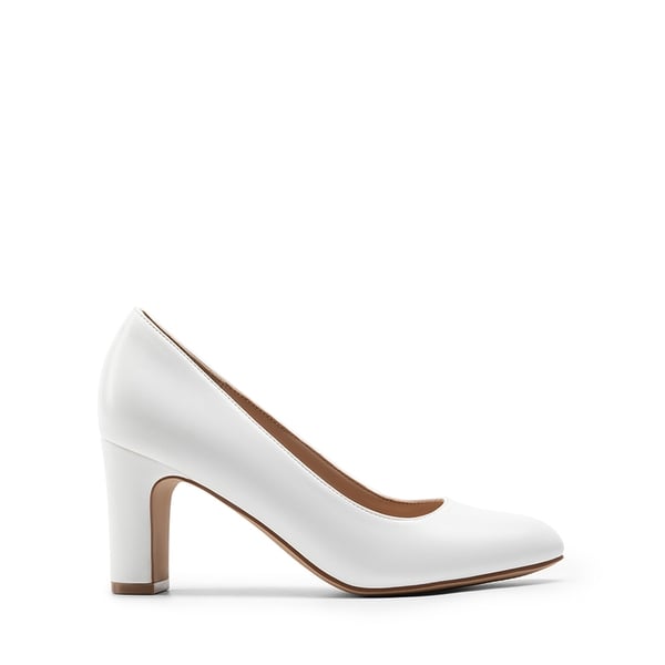 High Chunky Rounded Toe Pumps - WHITE - 1