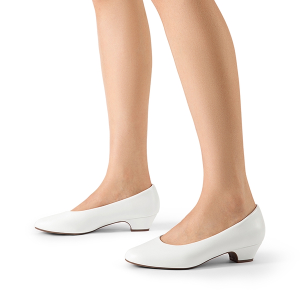 Wide-Toe Low Heel pumps - WHITE - 5