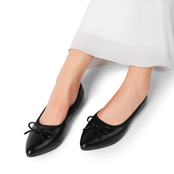 Women's Lightweight Slip-On Ballet Flats - BLACK - 6