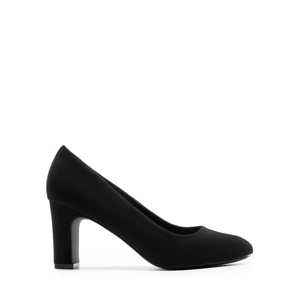 Versatile Classic Round Toe Block Heel Pumps - BLACK-SUEDE - 1