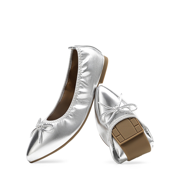 Ascenelle Women's Lightweight Slip-On Ballet Flats - SILVER - 4