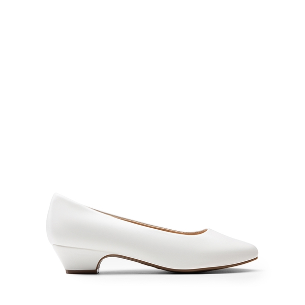 Wide-Toe Low Heel pumps - WHITE - 1