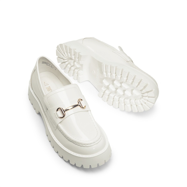 Slip Resistant  Platform Chunky Penny Loafers - WHITE - 5