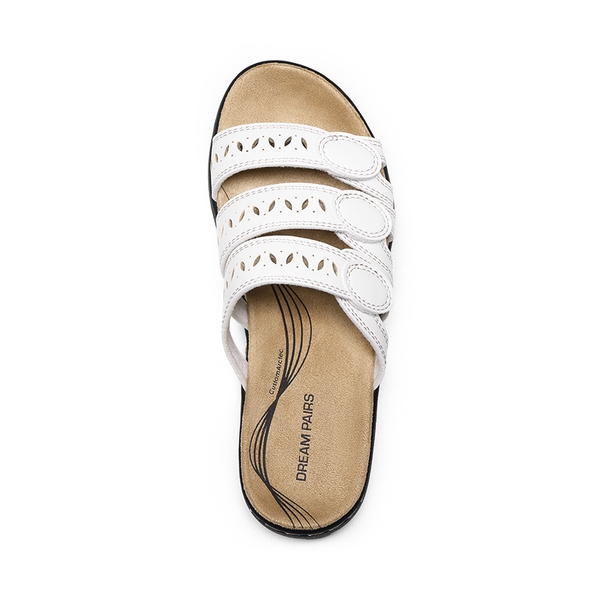 Adjustable Straps Slip On Slide Sandals - WHITE - 1