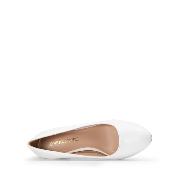 High Chunky Rounded Toe Pumps - WHITE - 2