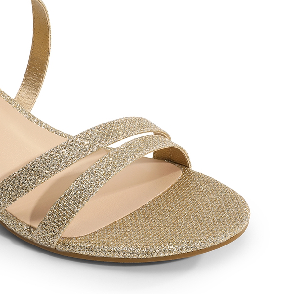 Ankle Strap Low Block Heels - GOLD - 1