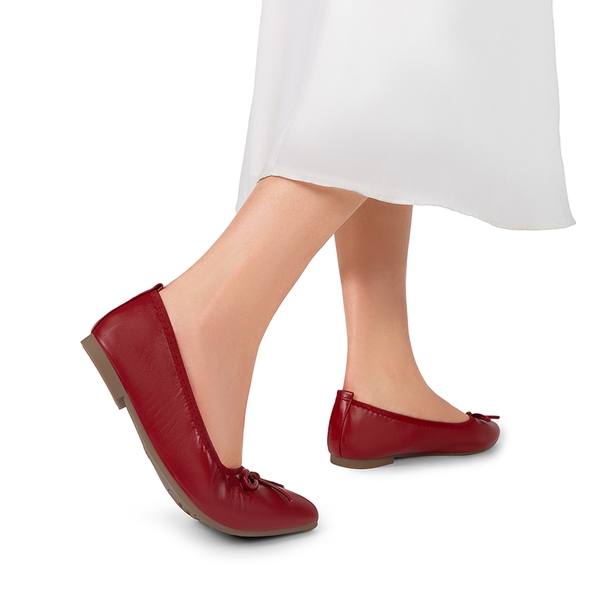 Women's Lightweight Slip-On Ballet Flats - RED - 5