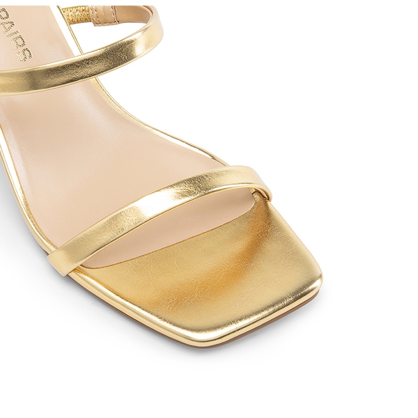 Minimalist Thin-Strap Block Heel Sandals - GOLD - 4