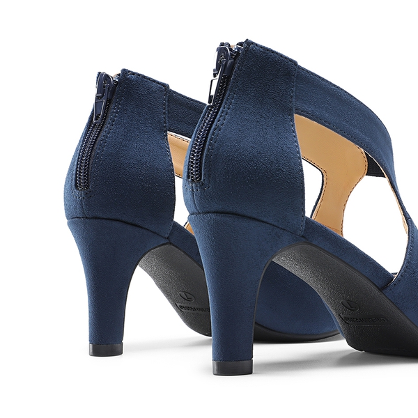 Pointed Toe Kitten Heels Pumps - NAVY - 3