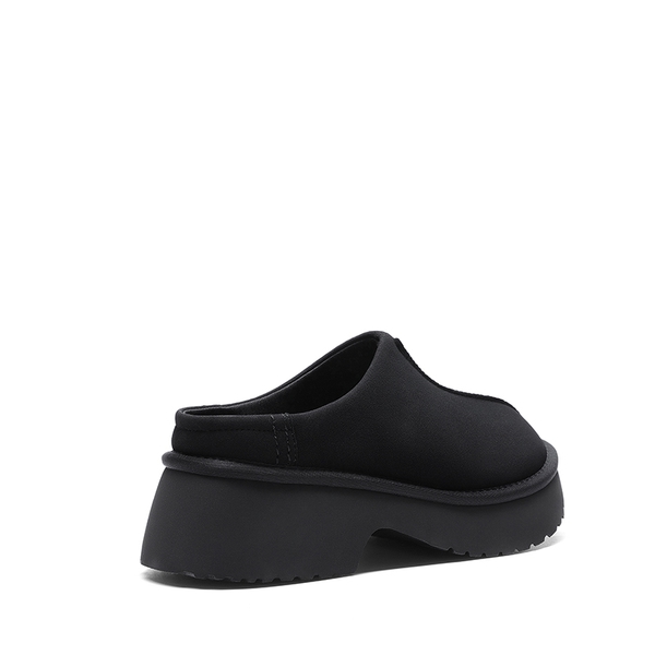 Faux Suede Slip-on Mules - BLACK - 2