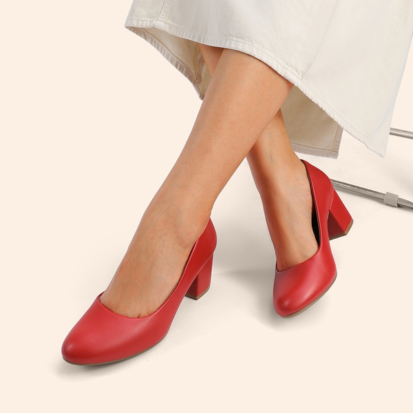 Non-slip Arch Support Cushioned Pumps - RED-PU - 7