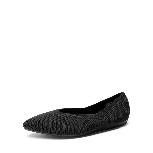 Women's Pointed Toe Knit Slip-On Flats - BLACK -  0