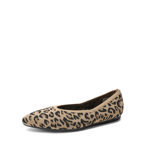 Women's Pointed Toe Knit Slip-On Flats - LEOPARD -  0