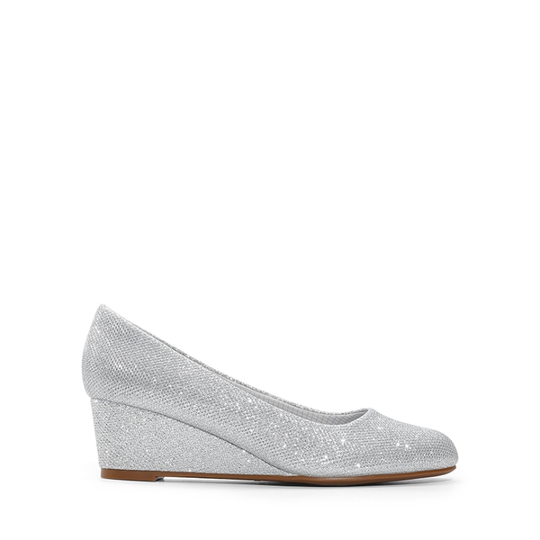Classic Slip-On Wedge Heel Pumps - SILVER - 1