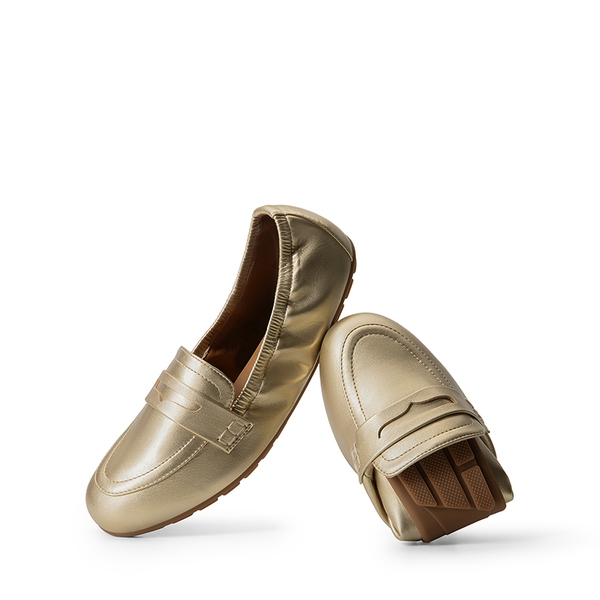 Ascenelle Women's Comfortable Slip-On Foldable Loafers - GOLD - 3