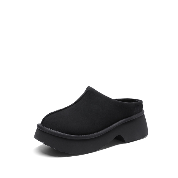 Faux Suede Slip-on Mules - BLACK -  0