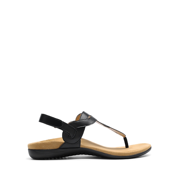 Anti-Slip Arch Support Flat Sandals - BLACK - 1