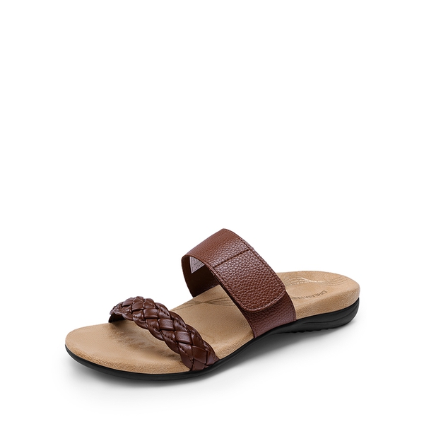 Woven Arch Support Slide Sandals - BROWN -  0