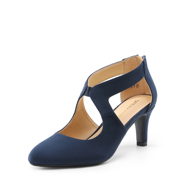 Pointed Toe Kitten Heels Pumps - NAVY -  0