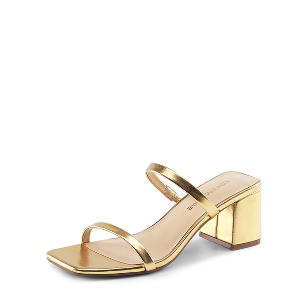 Minimalist Thin-Strap Block Heel Sandals - GOLD -  0