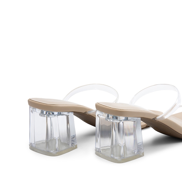 Minimalist Thin-Strap Block Heel Sandals - CLEAR - 3