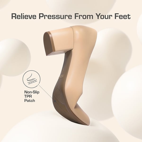 Ascenda Non-slip Arch Support Cushioned Pumps - NUDE-PU - 4