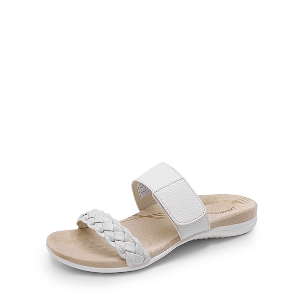 Comfort Velvet Arch Support Slide Sandals - WHITE -  0