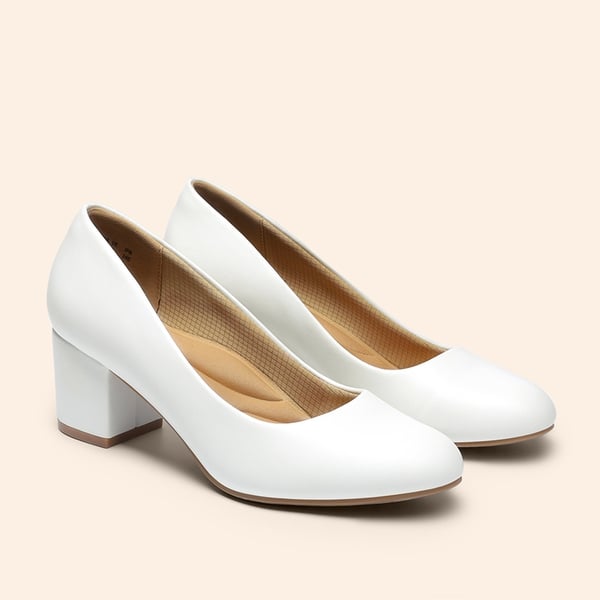 Ascenda Non-slip Arch Support Cushioned Pumps - WHITE-PU - 2