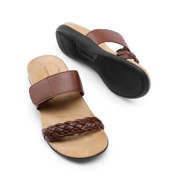 Woven Arch Support Slide Sandals - BROWN - 3