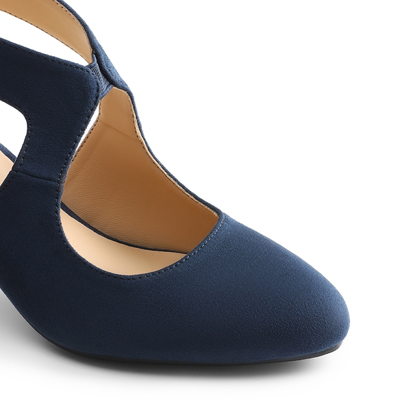 Pointed Toe Kitten Heels Pumps - NAVY - 4