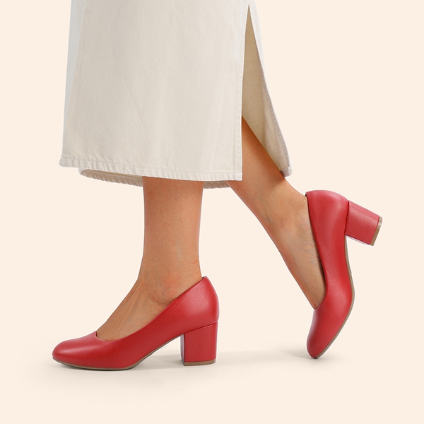 Non-slip Arch Support Cushioned Pumps - RED-PU - 6