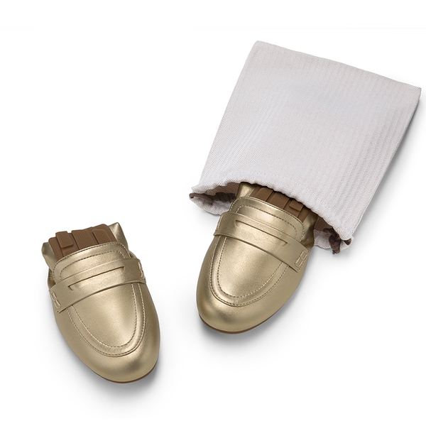 Ascenelle Women's Comfortable Slip-On Foldable Loafers - GOLD - 1
