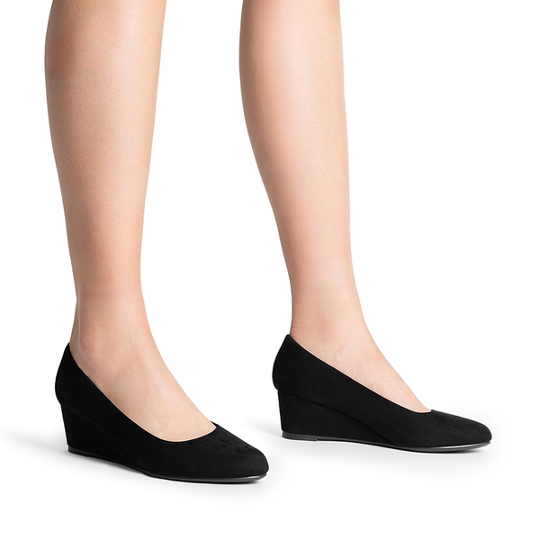 Non-slip wedge heels Pumps - BLACK-SUEDE - 4