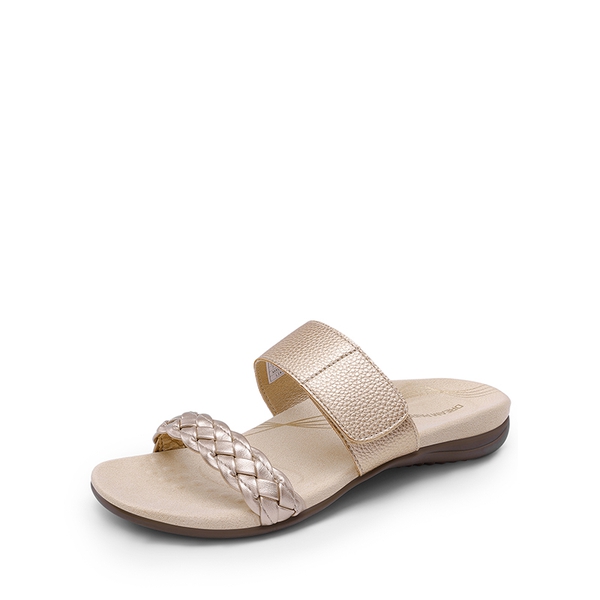 Woven Arch Support Slide Sandals - GOLD -  0