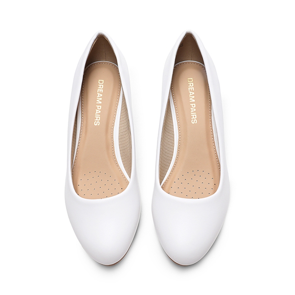 Classic Slip-On Wedge Heel Pumps - WHITE - 3