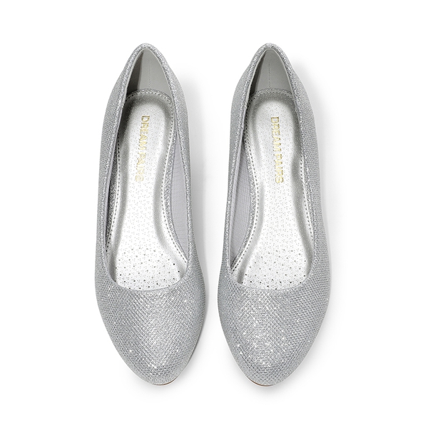 Classic Slip-On Wedge Heel Pumps - SILVER - 3