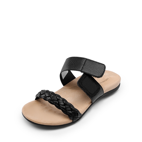 Woven Arch Support Slide Sandals - BLACK - 3
