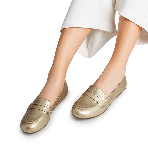 Ascenelle Women's Comfortable Slip-On Foldable Loafers - GOLD - 5