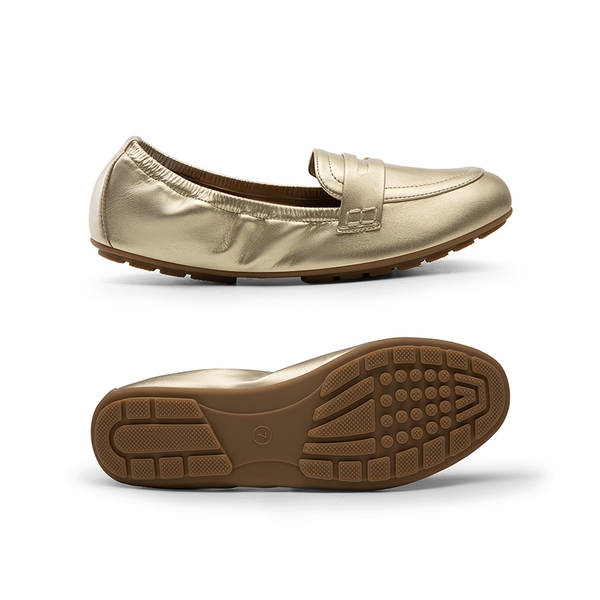 Ascenelle Women's Comfortable Slip-On Foldable Loafers - GOLD - 2