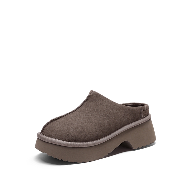 [FuzzyEASY Rhea] Women's Geta-Inspired Slip-On Mules - TAUPE -  0