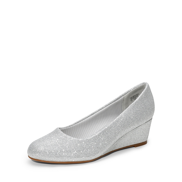 Classic Slip-On Wedge Heel Pumps - SILVER -  0