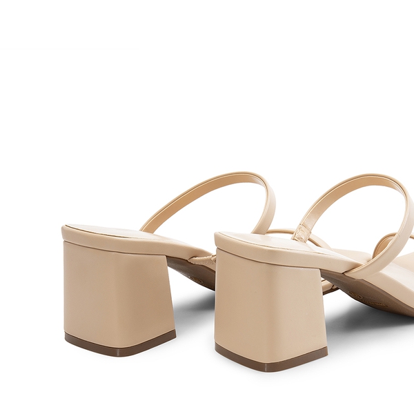 Minimalist Thin-Strap Block Heel Sandals - NUDE - 3