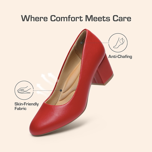 Non-slip Arch Support Cushioned Pumps - RED-PU - 5