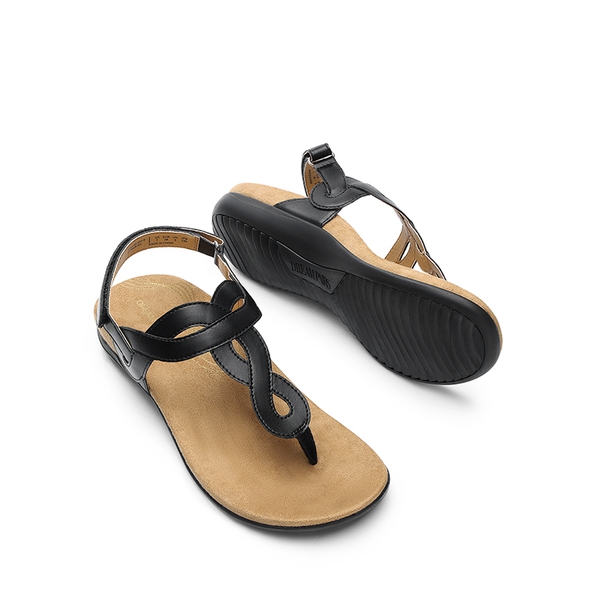 Anti-Slip Arch Support Flat Sandals - BLACK - 3