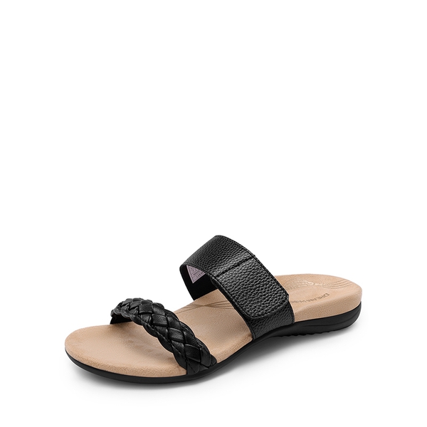 Woven Arch Support Slide Sandals - BLACK -  0