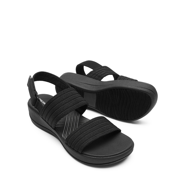 Lightweight Soft Footbed Walking Sandals - ALL BLACK - 3
