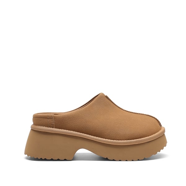 [FuzzyEASY Rhea] Women's Geta-Inspired Slip-On Mules - CHESTNUT - 1