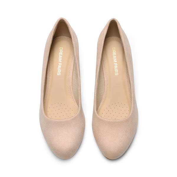 Classic Slip-On Wedge Heel Pumps - NUDE - 3
