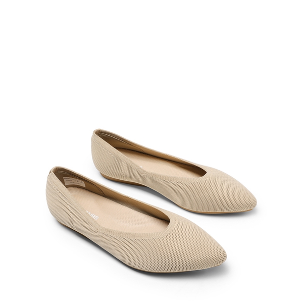 Women's Pointed Toe Knit Slip-On Flats - NUDE - 3